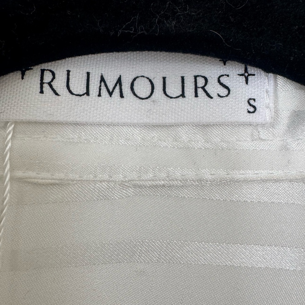 NWT Rumors Elegant White Satin Striped Button-Up Long Sleeve Shirt Size S Small - Picture 2 of 8